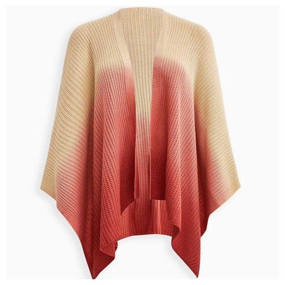 Torrid Knit Tricolor Dip Dye Ruana - Picture 3 of 5
